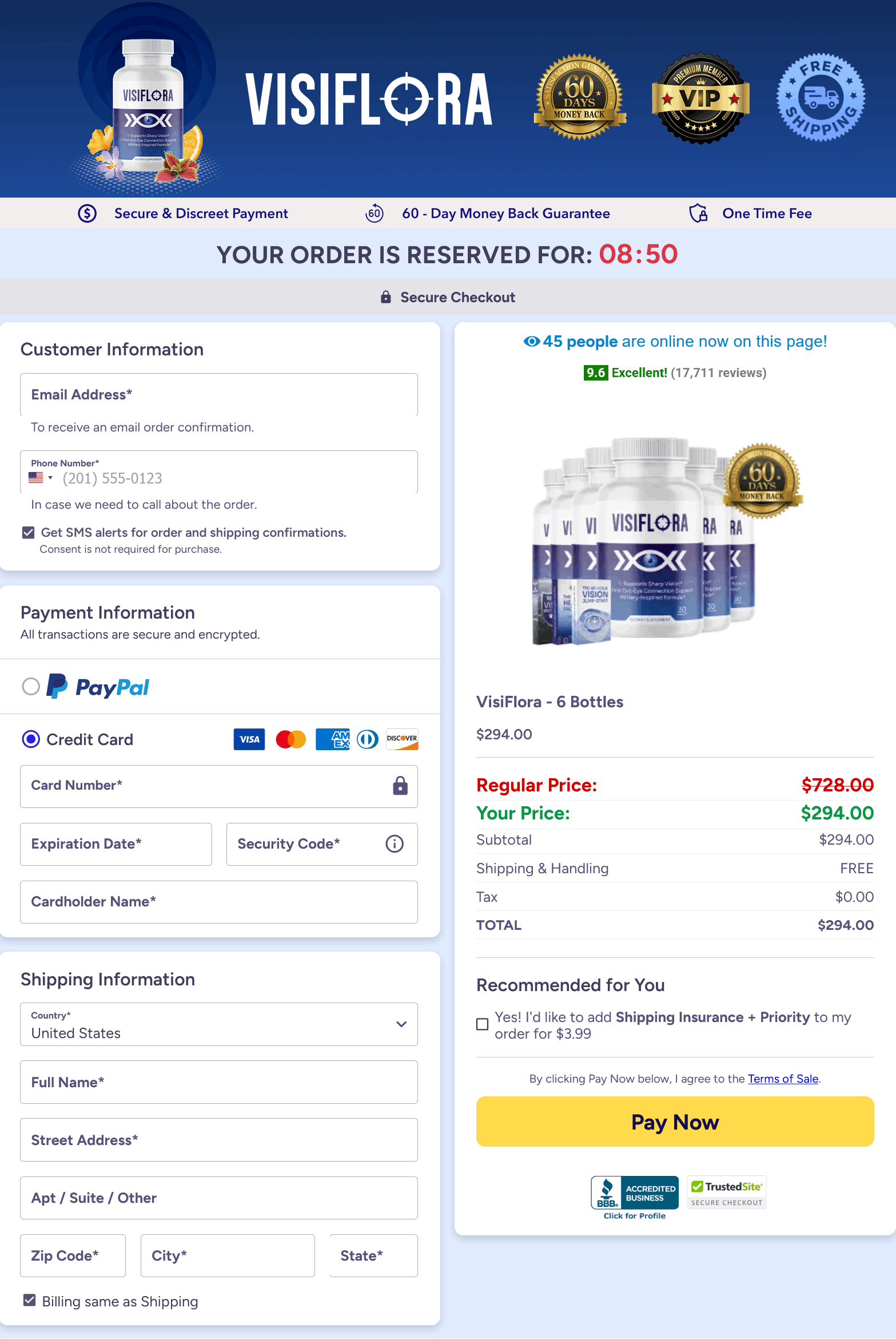 visiflora with secure payment options for easy online purchase